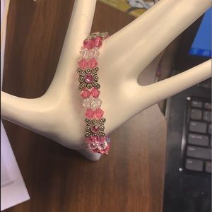 Pink  bracelet with Swarovski beads.